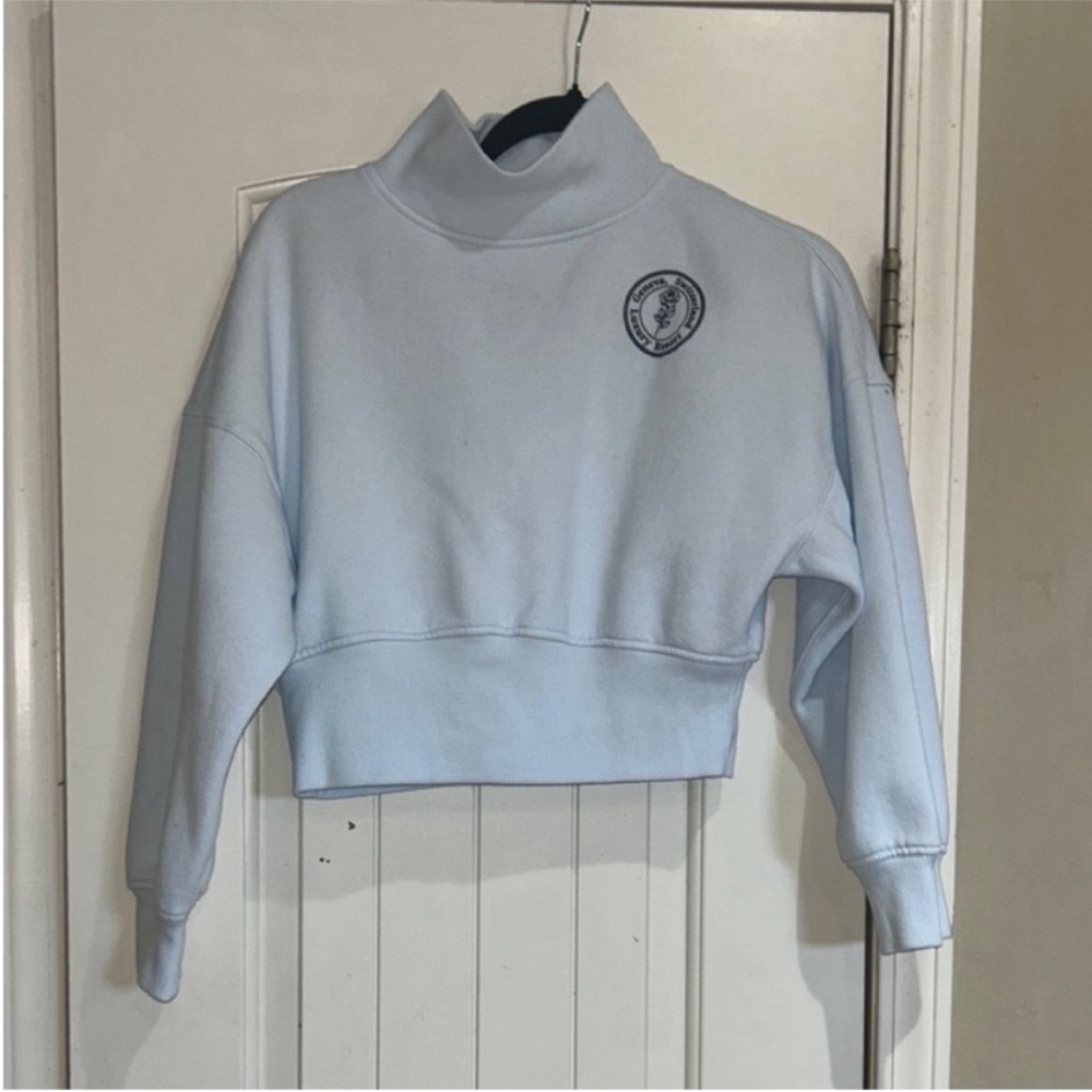 Women's New Ski Light Blue High-Neck Sweatshirt new - Picture 1 of 4